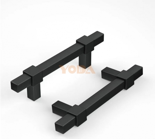 Square cabinet handle with black zinc alloy leg